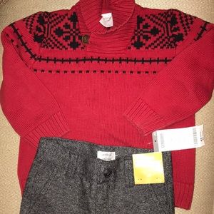 GYMBOREE HOLIDAY OUTFIT (SWEATER AND DRESS PANT)